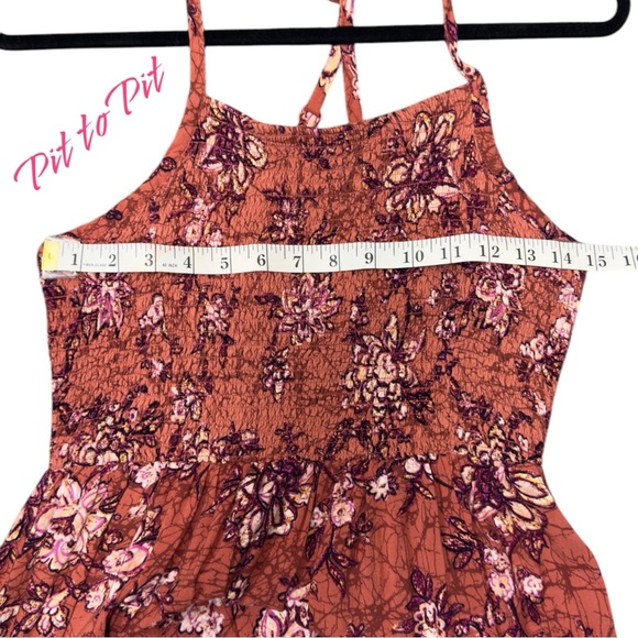 Maurices Terracotta Cami Strap Smocked Floral Hanky Ruffled Hem Tiered Sundress - Picture 8 of 11